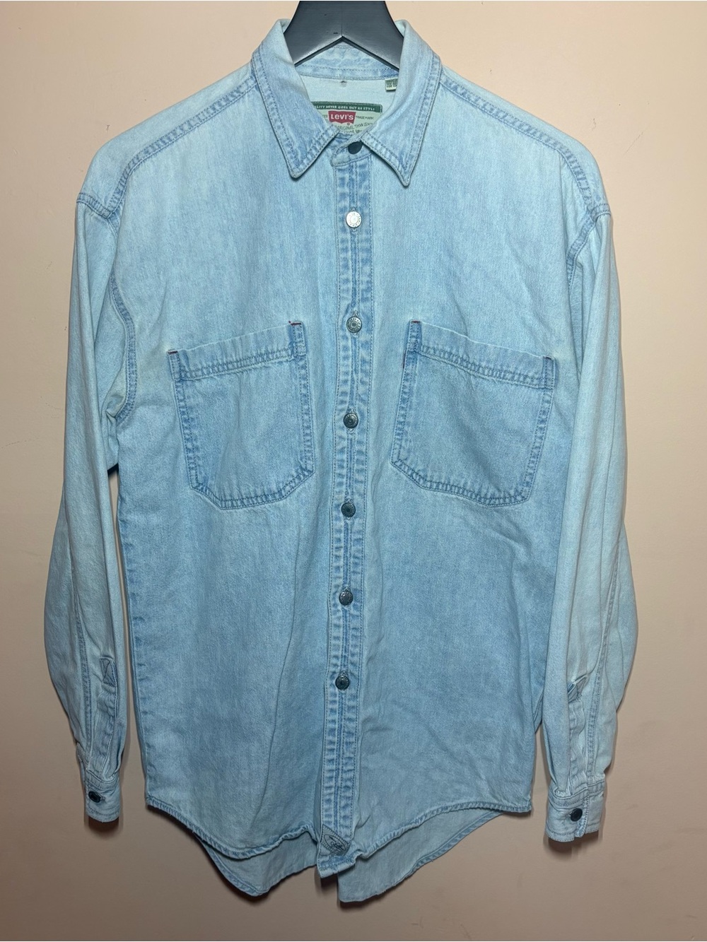 Vintage Levi’s Denim Shirt Small Oversized Light Wash 90s Button Front